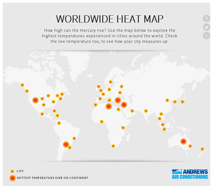 Carte interactive températures Monde